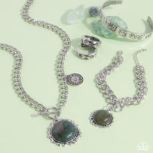 Load image into Gallery viewer, Silver and green jewelry set
