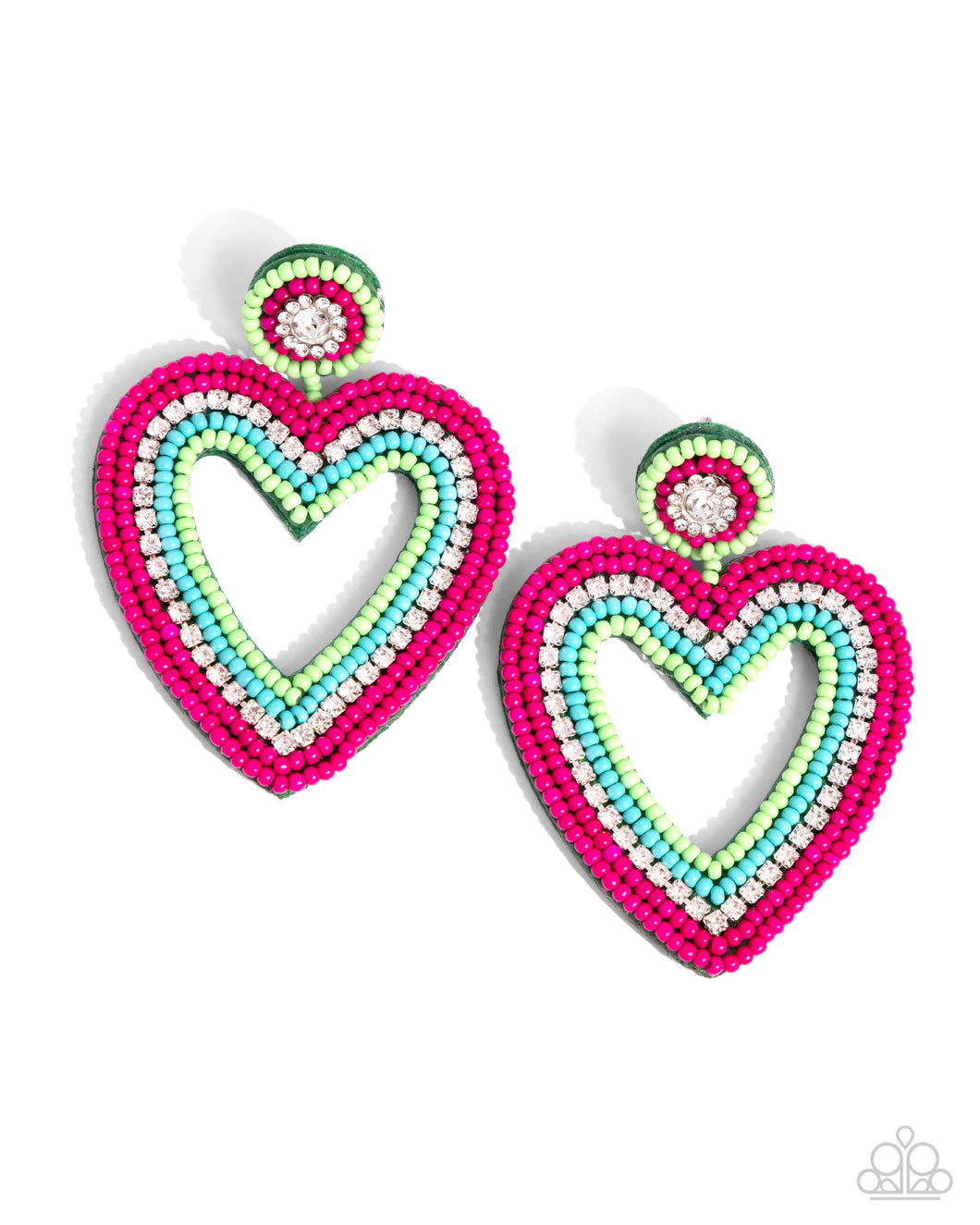 Headfirst Heart - Green Earrings by Paparazzi