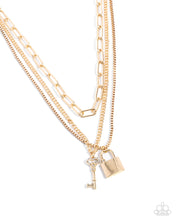 Load image into Gallery viewer, LOCKS of Luck - Gold Necklace by Paparazzi Accessories
