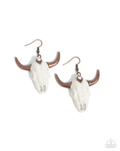 Load image into Gallery viewer, Southwestern Skull - Copper Earrings by Paparazzi Accessories
