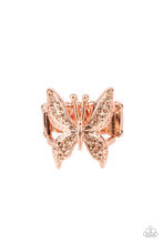 Load image into Gallery viewer, Blinged Out Butterfly - Copper Ring - by Paparazzi
