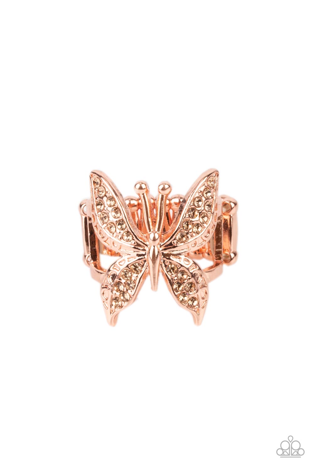 Blinged Out Butterfly - Copper Ring - by Paparazzi