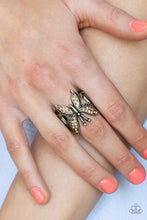 Load image into Gallery viewer, Blinged Out Butterfly - Brass Ring by Paparazzi
