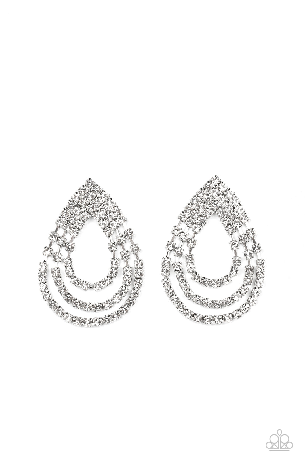 Take a POWER Stance - White Earrings by Paparazzi