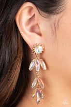 Load image into Gallery viewer, Space Age Sparkle - Gold Earrings by Paparazzi
