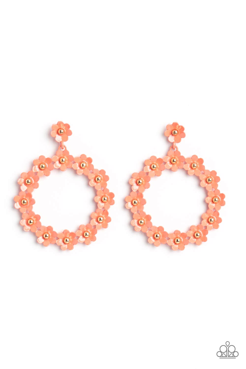 Daisy Meadows - Orange Earrings by Paparazzi