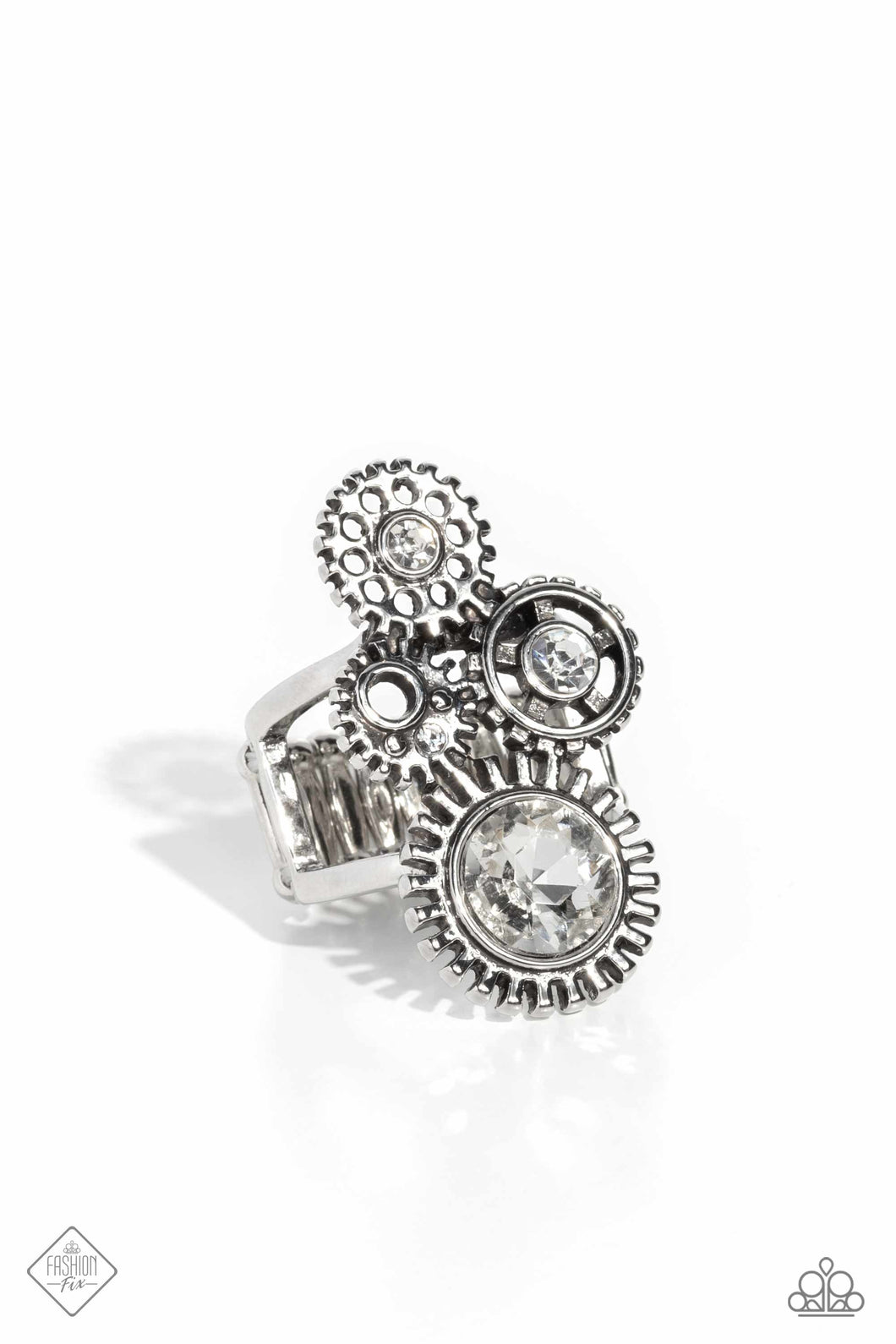 Blowing Off STEAMPUNK - White Ring by Paparazzi