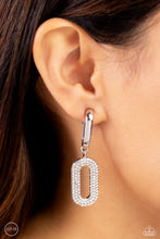 Load image into Gallery viewer, Linked Luxury - White Clip-On Earrings by Paparazzi
