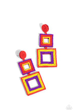 Load image into Gallery viewer, Seize the Squares - Red Earrings by Paparazzi
