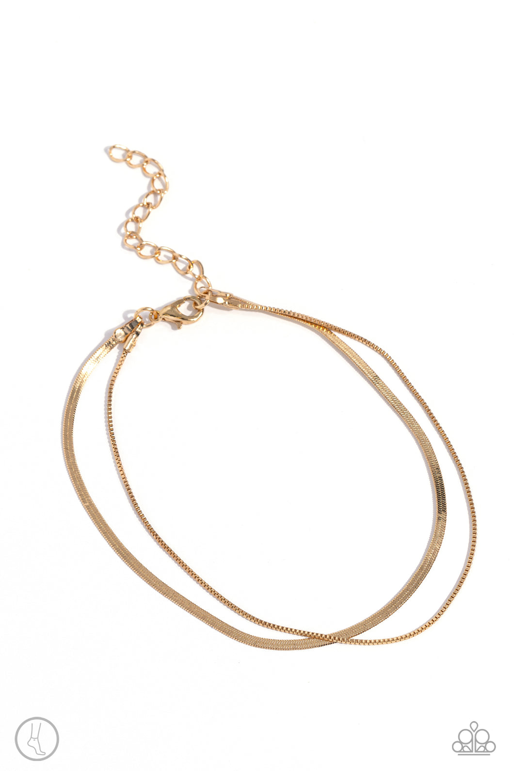 Glistening Gauge - Gold Anklet by Paparazzi Accessories